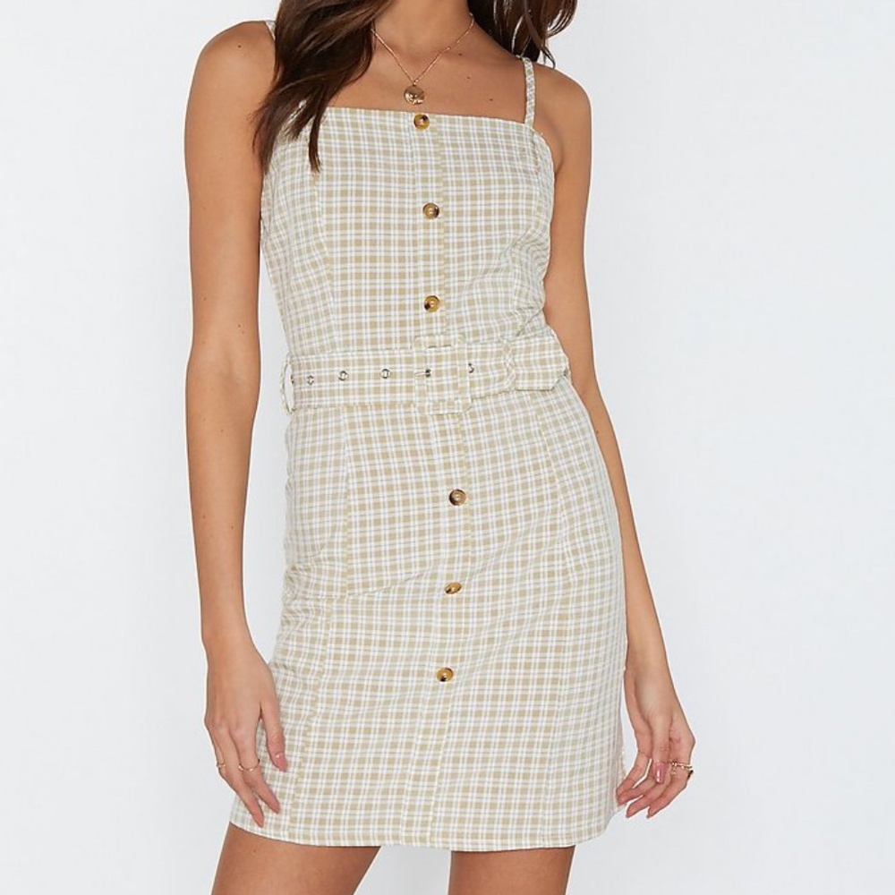 Nasty Gal Checkered Mini Dress with Belt